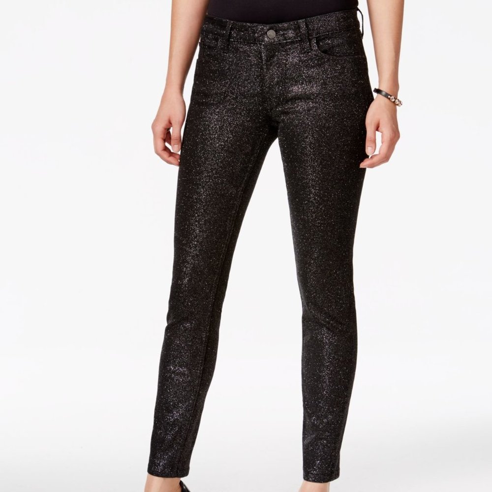 Guess Power Skinny Black Mysteek Wash Glitter Jean